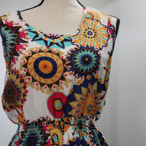 Geometric Floral Summer Dress NWOT - Picture 3 of 8